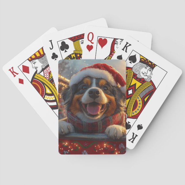 Bouviers des Flandres Dog Roller Coaster Christmas Playing Cards (Back)