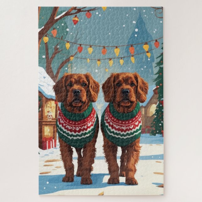 Bouviers des Flandres Dogs Christmas Snow Holiday  Jigsaw Puzzle (Vertical)