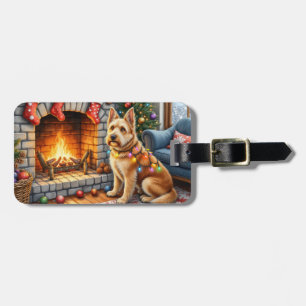 Bouviers des Flandres Fireplace Christmas Lights Luggage Tag