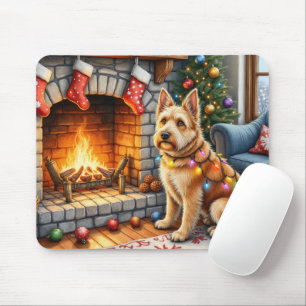 Bouviers des Flandres Fireplace Christmas Lights Mouse Mat