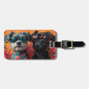 Bouviers des Flandres Heart Roses Valentine's Day Luggage Tag