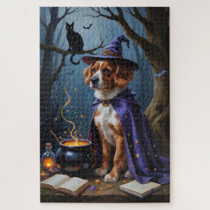 Bouviers des Flandres Whimsical Halloween Painting Jigsaw Puzzle