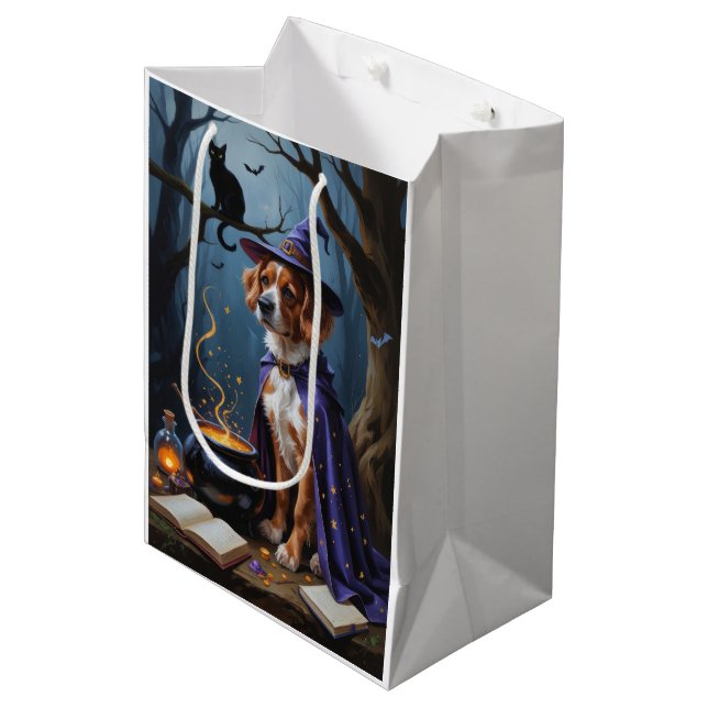 Bouviers des Flandres Whimsical Halloween Painting Medium Gift Bag (Front Angled)