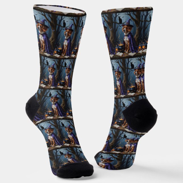 Bouviers des Flandres Whimsical Halloween Painting Socks (Angled)