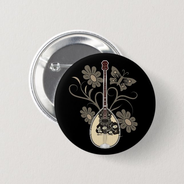 Bouzouki 6 Cm Round Badge (Front & Back)