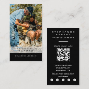 Bouzouki Greek Music Lesson Musician Photo QR Code Business Card