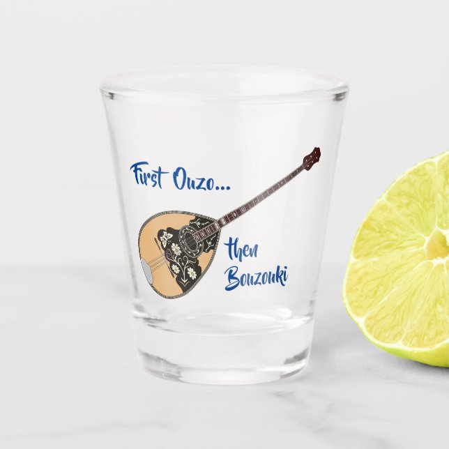 Bouzouki Ouzo Shot Glass (Front)