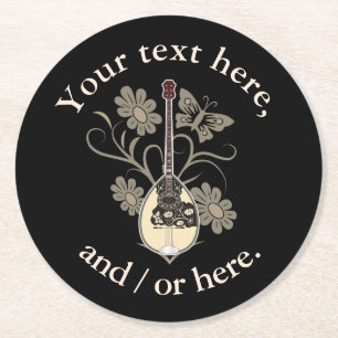 Bouzouki Round Paper Coaster