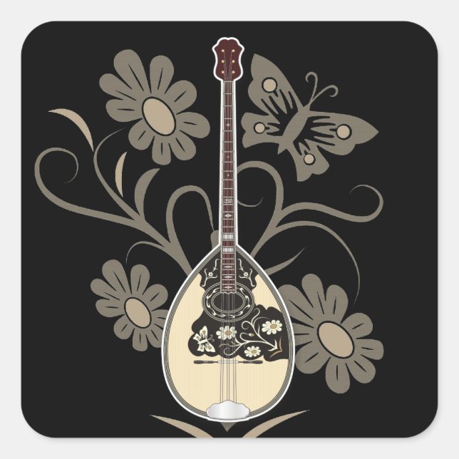 Bouzouki Square Sticker (Front)