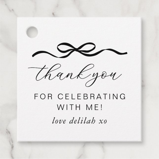 Bow 1st Birthday Favour Tags (Front)