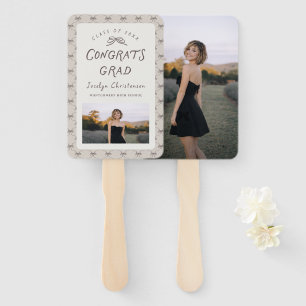Bow 2 Photo Congrats Grad Graduation Hand Fan