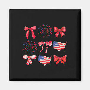 Bow 4th Of July Usa American Patriotic Women Girl Magnet