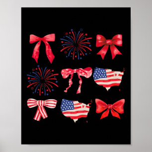 Bow 4th Of July Usa American Patriotic Women Girl Poster