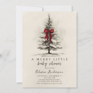 Bow A Merry Little Christmas Baby Shower Invitation
