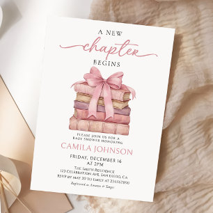 Bow A New Chapter Books Baby Shower Invitation