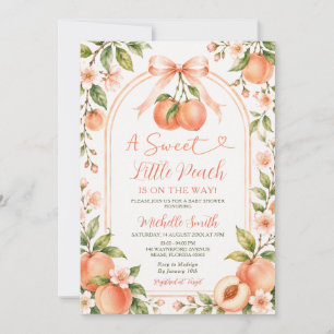 Bow A Sweet Little Peach Bow Baby Shower Floral Invitation