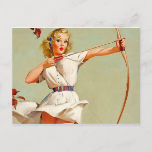 Bow and Arrow Pin-Up Postcard