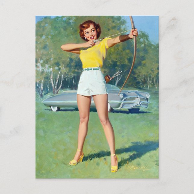 Bow and Arrow Pin Up Postcard (Front)