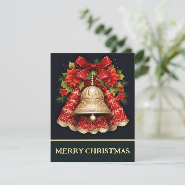 Bow And Bell - Christmas Card (Standing Front)