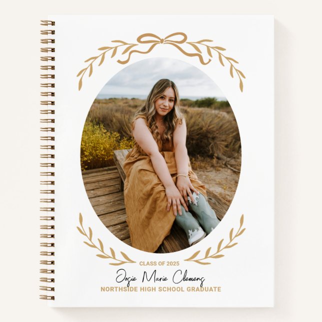 Bow and Branches Graduation Photo Guestbook Notebook (Front)