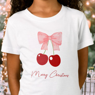 Bow and Cherries, custom greeting kids Christmas T-Shirt