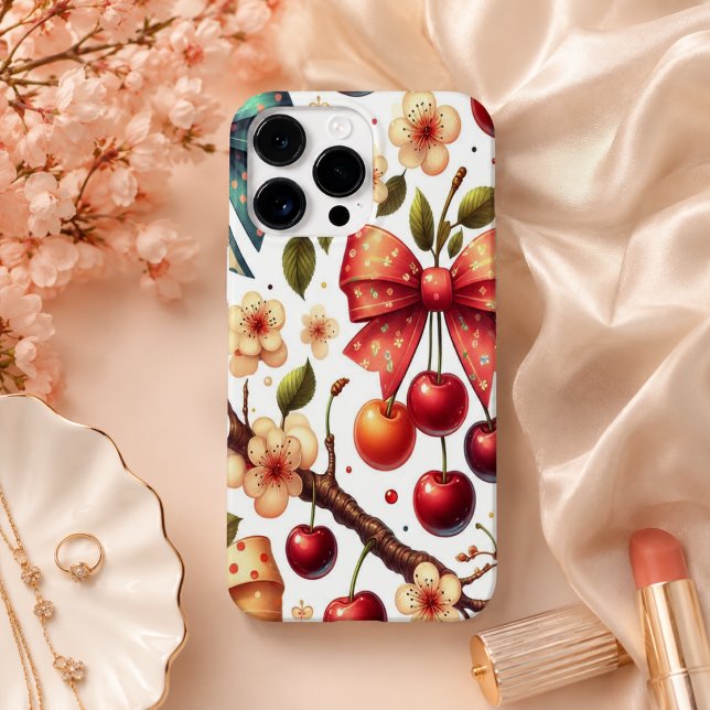 bow and cherry pattern  Case-Mate iPhone case (bow and cherry pattern Case-Mate iPhone case)