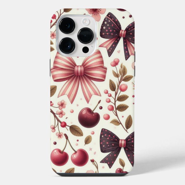 bow and cherry pattern  iPhone case (Back)