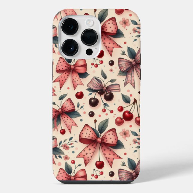 bow and cherry pattern  iPhone case (Back)