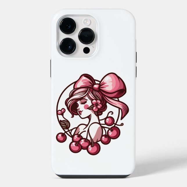 bow and cherry pattern  iPhone case (Back)