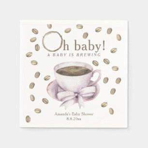 Bow and Coffee brewing Baby shower Napkin