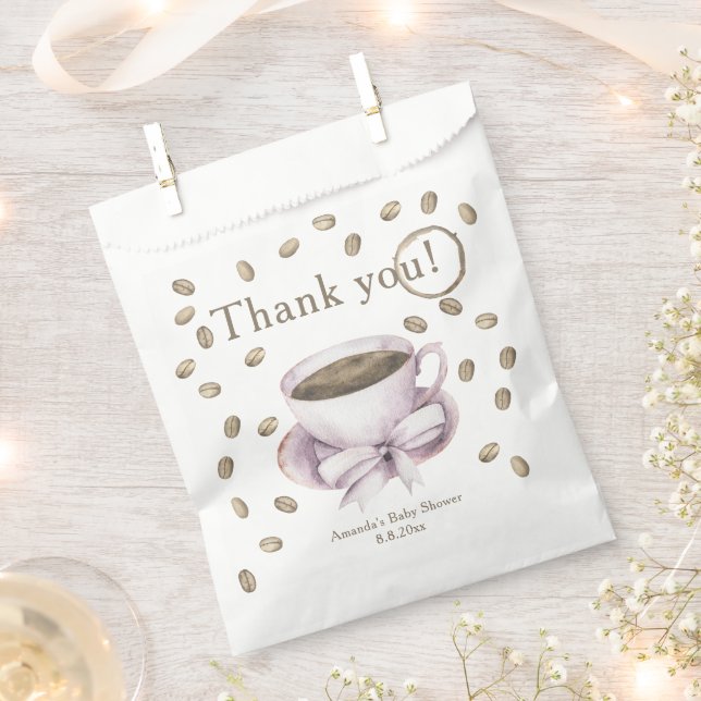 Bow and Coffee brewing Baby shower Thank you Favour Bags (Clipped)