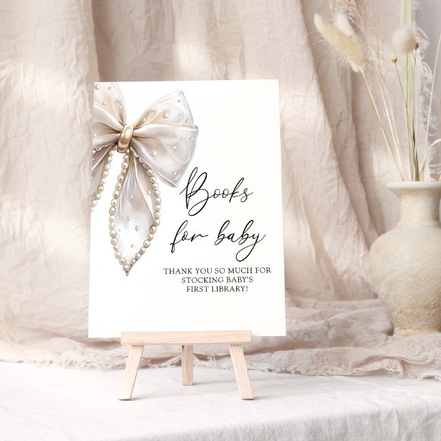 Bow and Pearl Baby Shower Bow Books for Baby Poster (Creator Uploaded)