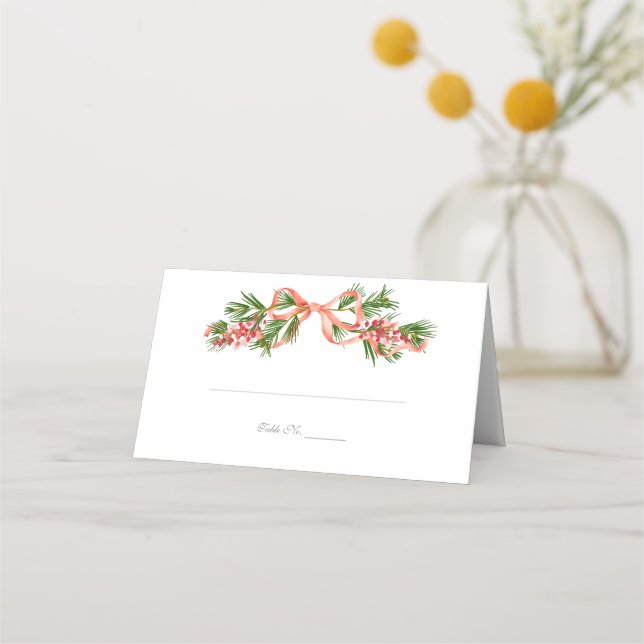 Bow and Pines Place Cards (Front)