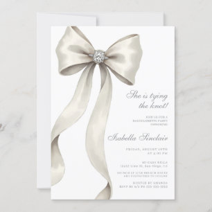 Bow and Ring She's Tying The Knot Bachelorette Invitation