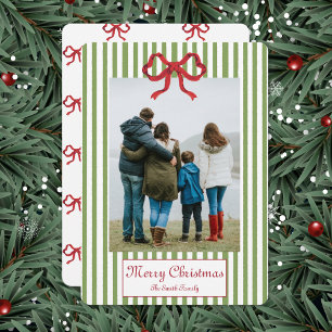 Bow And Stripes Christmas Card