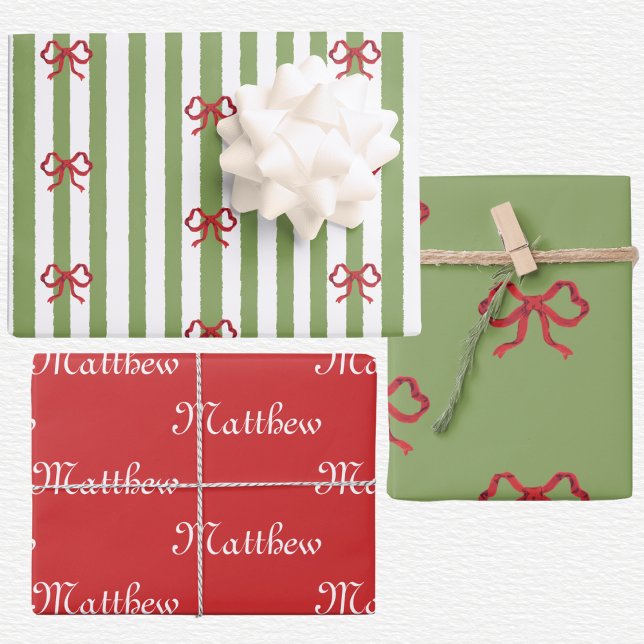 Bow And Stripes Christmas  Wrapping Paper Sheet (Creator Uploaded)