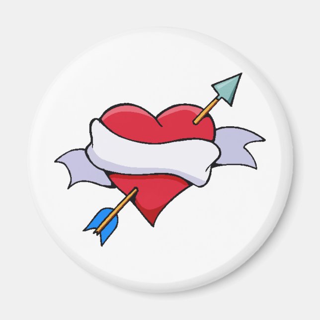 Bow & Arrow Valentine Heart With Blank Banner Magnet (Front)