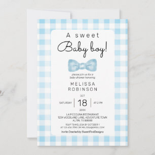 Bow Baby Boy Shower Invitation