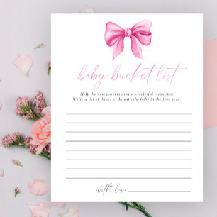 Bow baby shower - Baby bucket list game