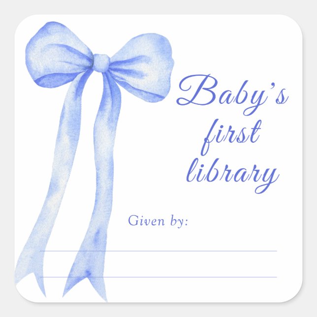 Bow - Baby Shower bookplate, books for baby Square Sticker (Front)