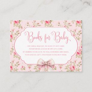 Bow Baby Shower Books for Baby Enclosure Card