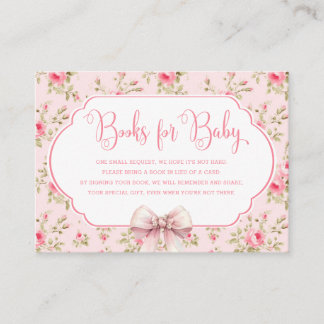 Bow Baby Shower Books for Baby Enclosure Card