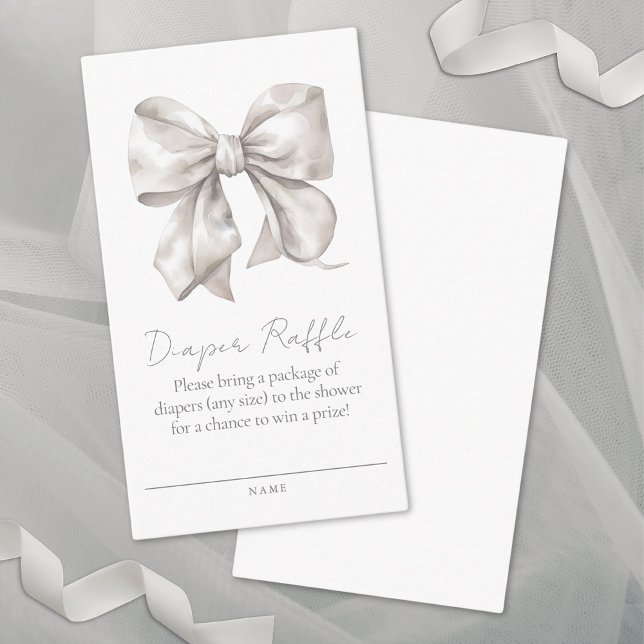 Bow Baby Shower Diaper Raffle Enclosure Card (Bow Baby Shower Diaper Raffle Enclosure Card)