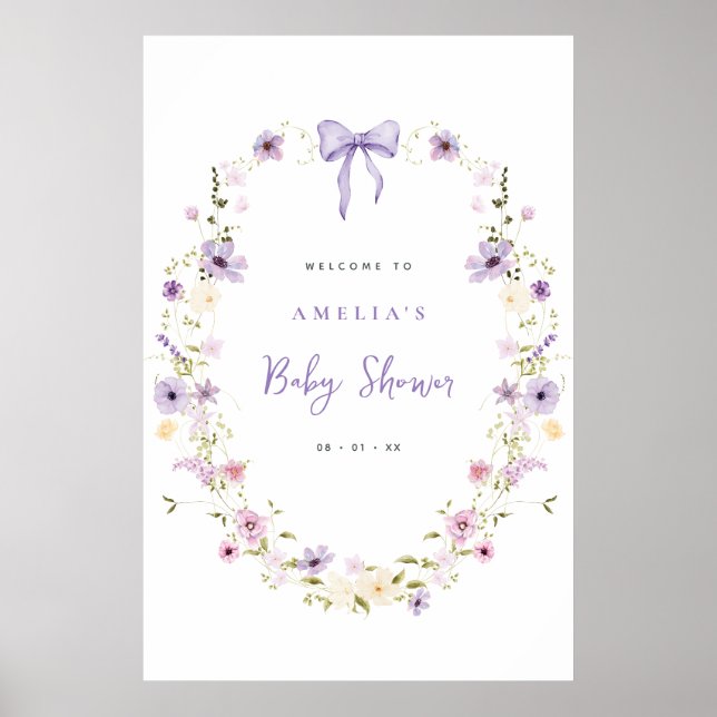 Bow Baby Shower Download Welcome Sign Poster (Front)