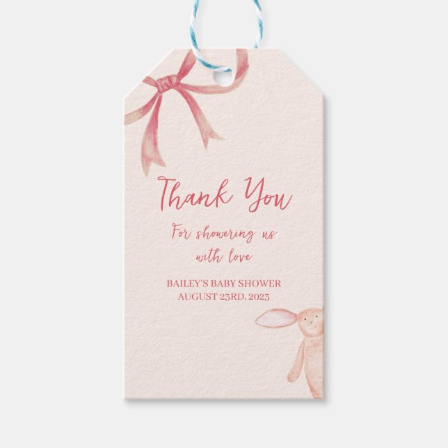 Bow Baby Shower Favour/Gift Tag (Front)
