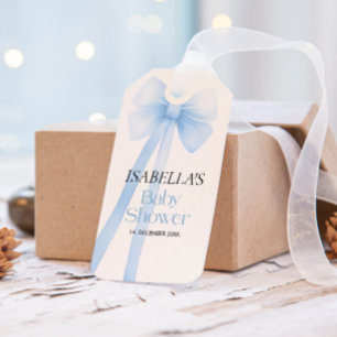 Bow Baby Shower gift tag, Blue Thank You Gift Tags