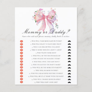 Bow baby shower - mummy or daddy game
