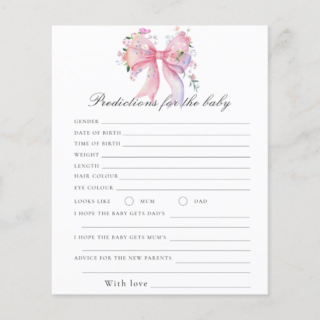 Bow baby shower - predictions baby (Front)