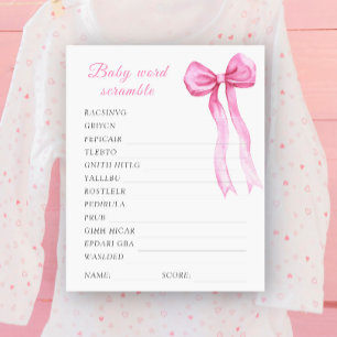 Bow baby shower Word scramble baby shower game