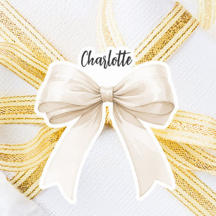 Bow beige cream name script